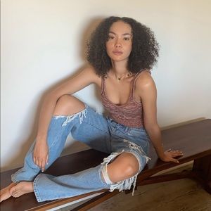 BDG High-Waisted Baggy Jean Destroyed Light Wash